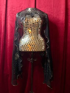 Embellished Black Sheer Wrap Scarf